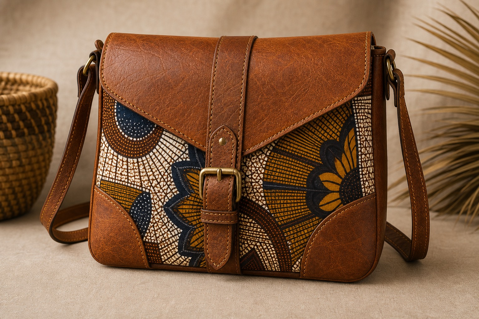 Sac artisanal wax et cuir